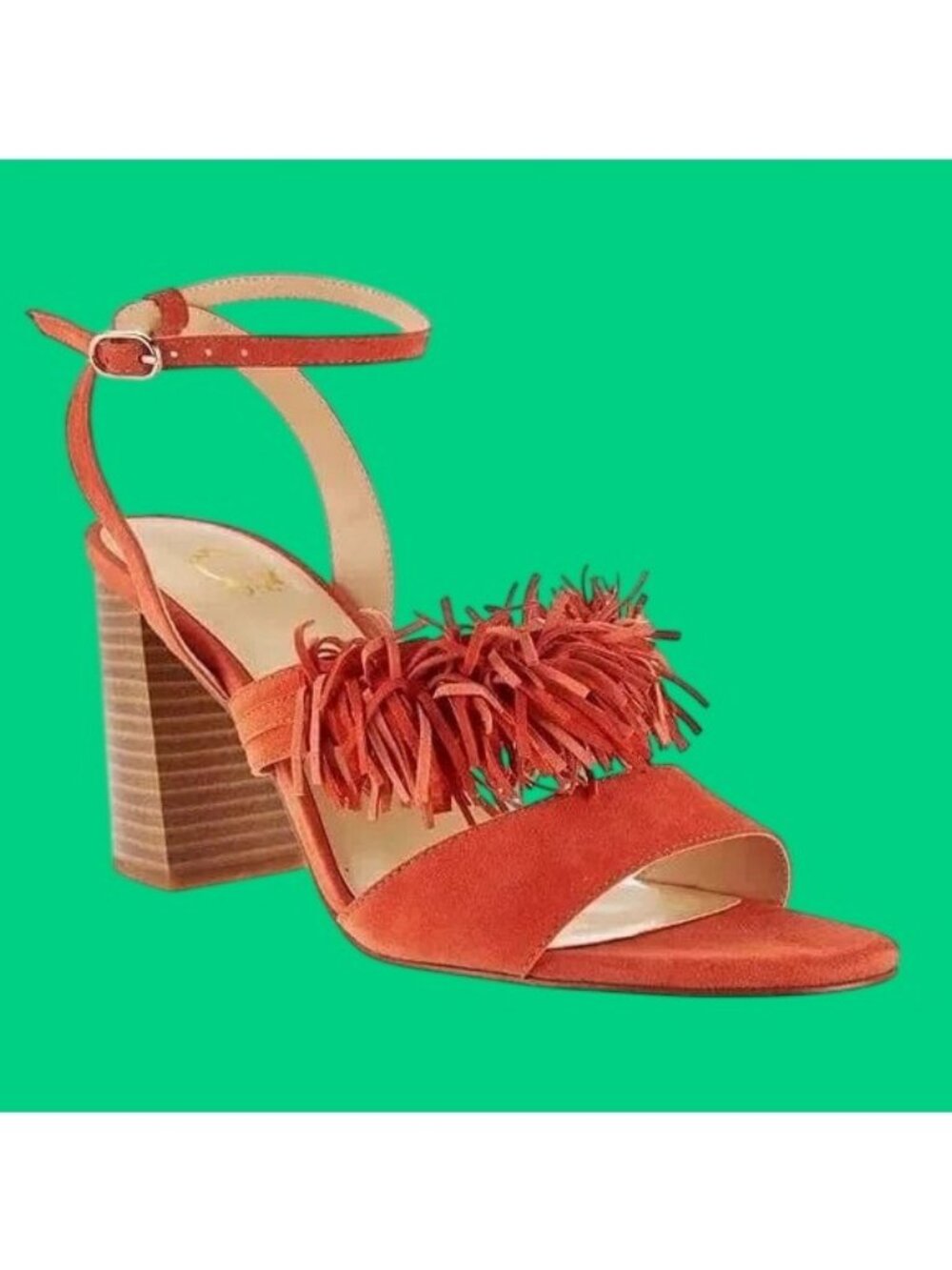 C WONDER "Gabrielle" Women's Orange Suede Fringe High Heel Sandal Sz 7 New- READ - Picture 7 of 10